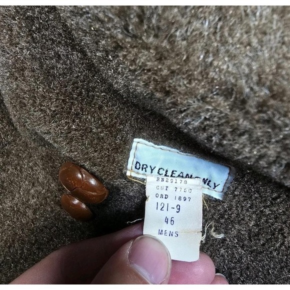 Vintage LL Bean Coat Men 46 Script Tag Wool Collar Lined Button Trench 70s 80s - Picture 6 of 16